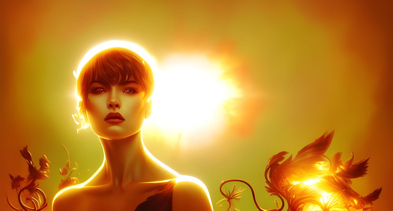 Detailed Sun Explosion in Space Art