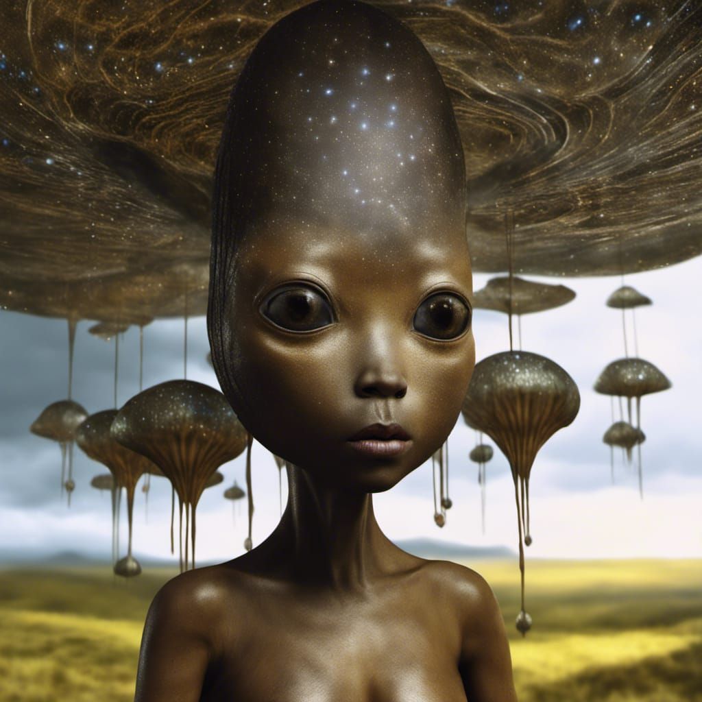 Surreal Alien Landscape with Magical Creatures