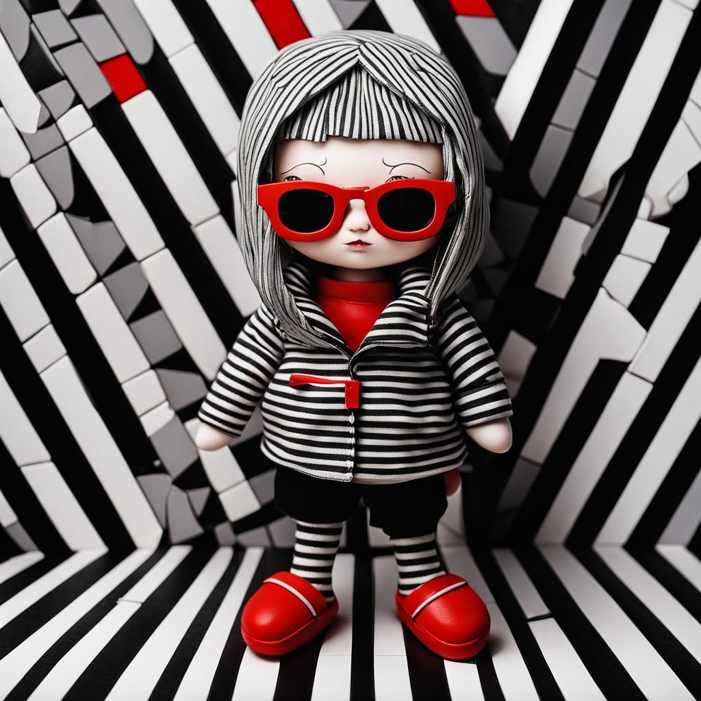 Chibi Goth Puzzle Doll in Charcoal Style