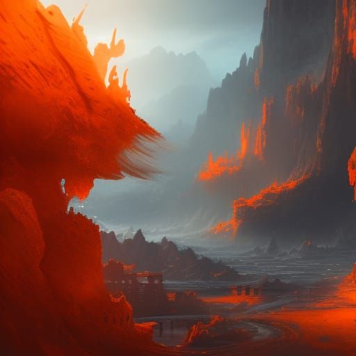 Fantastical Orange Concept Art in Deep Color