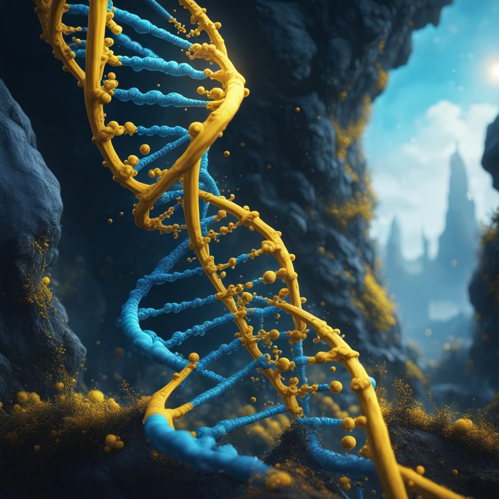 Yellow-Blue DNA: Detailed Matte Painting