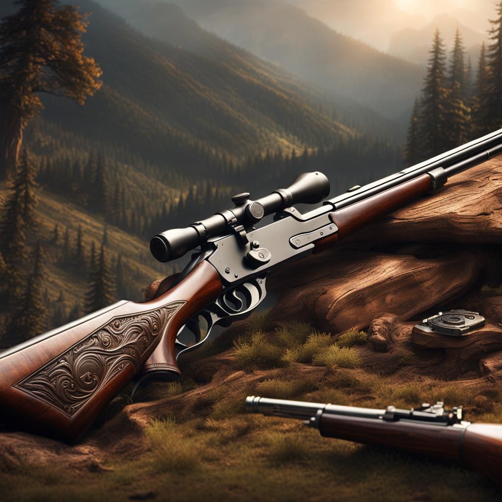 Cinematic Lever Action Winchester Rifle Digital Painting