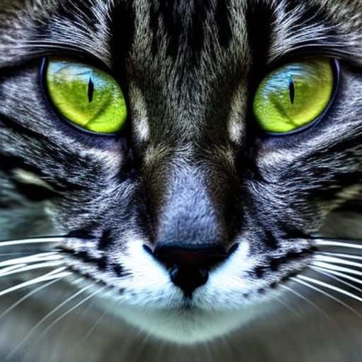 Hyperrealistic Cat Stares at Reflection in Water