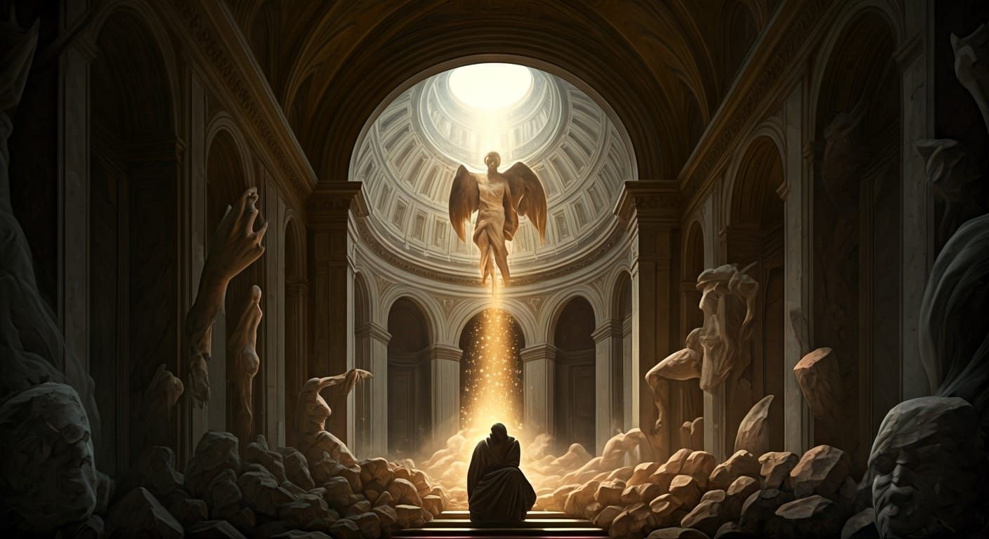 Cathedral of Animated Sculptures in Surreal Style