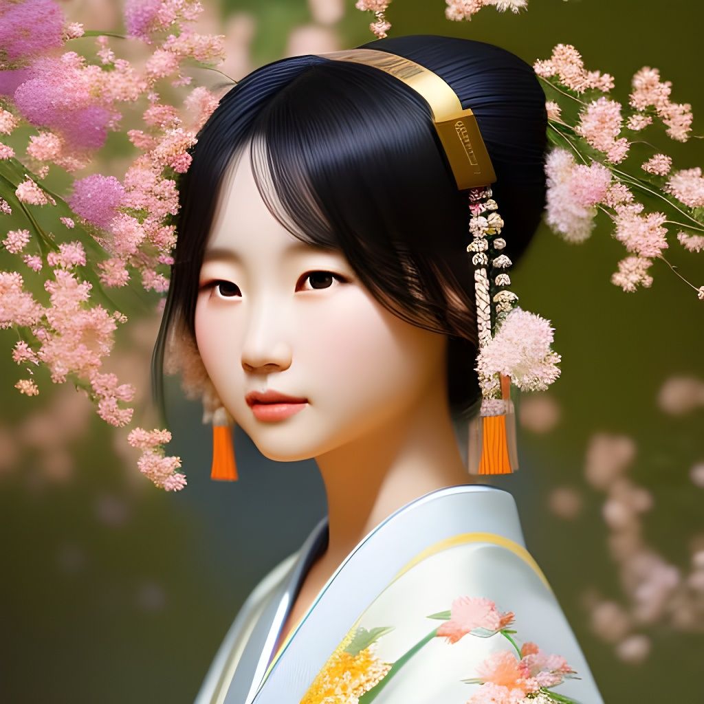 Ainu Girl Portrait in Digital Art Style
