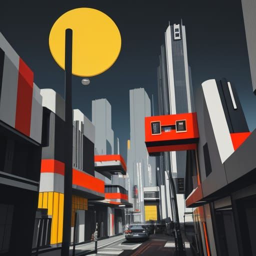 Vivid bauhaus and de stijl style technique futuristic old ci...