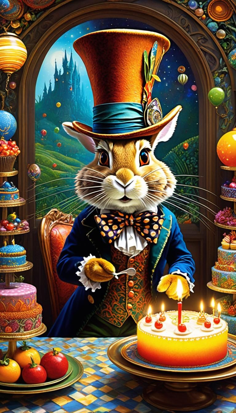 Alice's Birthday Party with Mad Hatter, Storybook Illustrati...