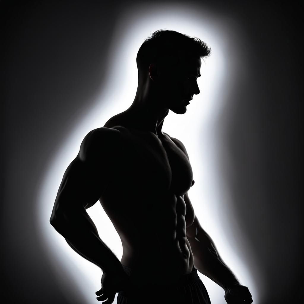 Silhouette of Fit Man with Glowing Edge