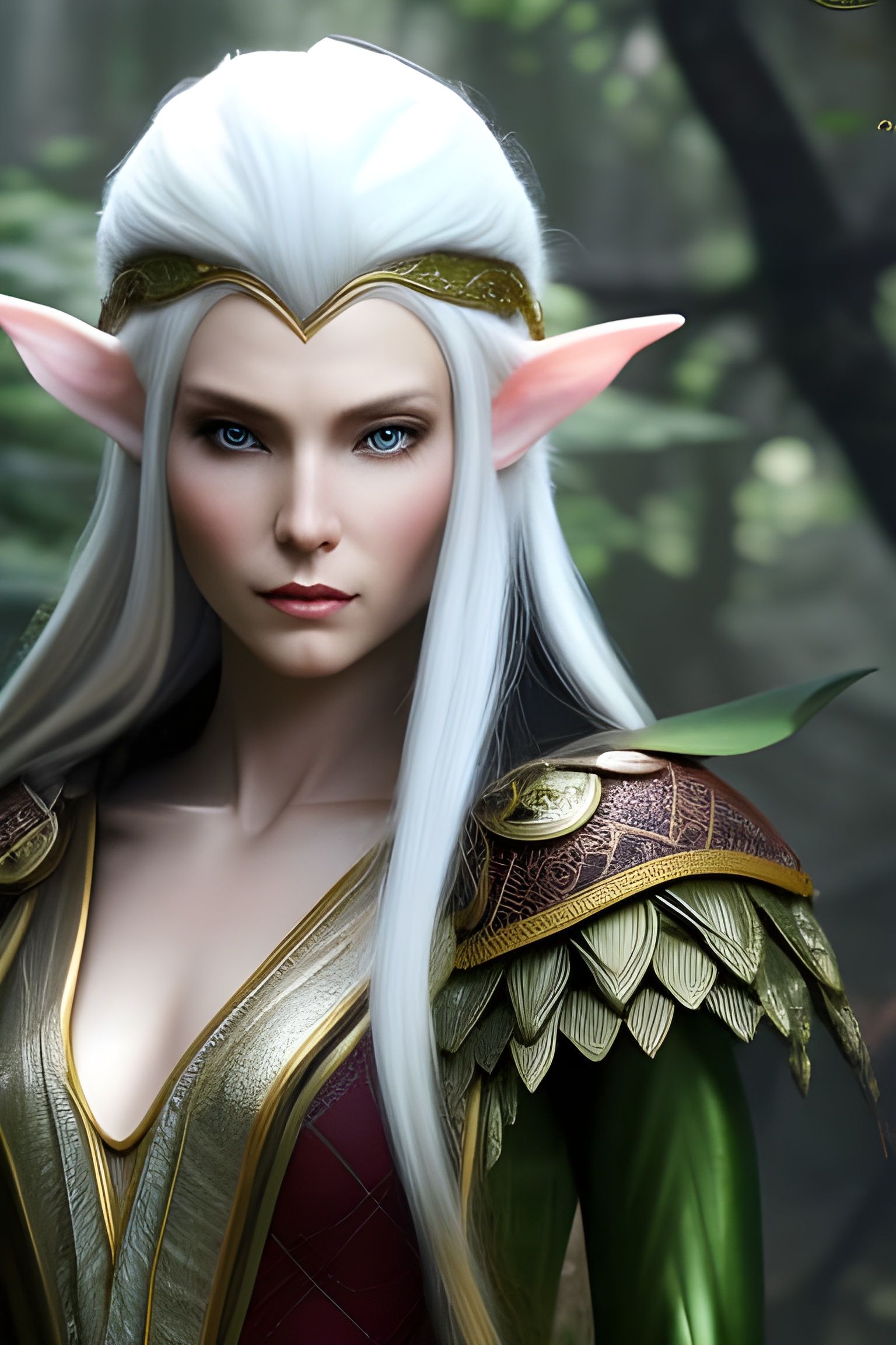 Majestic Elf Elder Portrait in Hyperrealistic Style