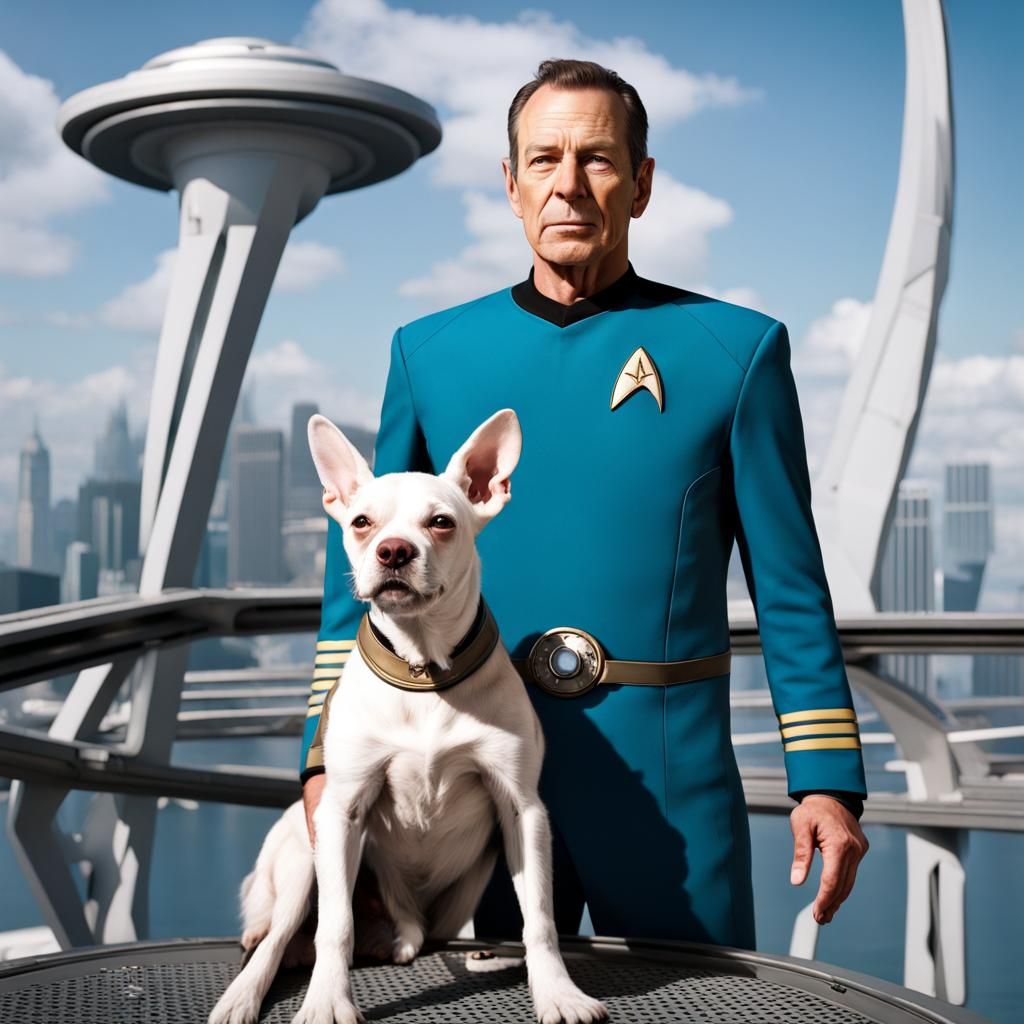 Admiral Burke at Starfleet HQ with Toby.