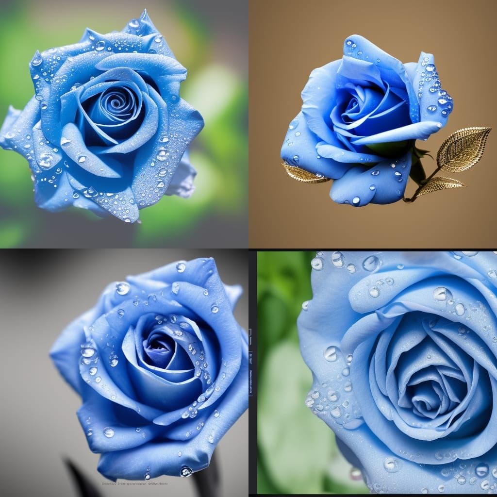 Beautiful Blue Rose with Water Droplets in 8K