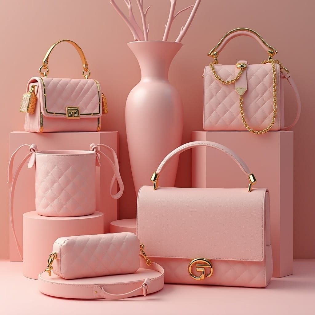 Elegant Pink and Gold Accessories in Luxury Art Deco Style