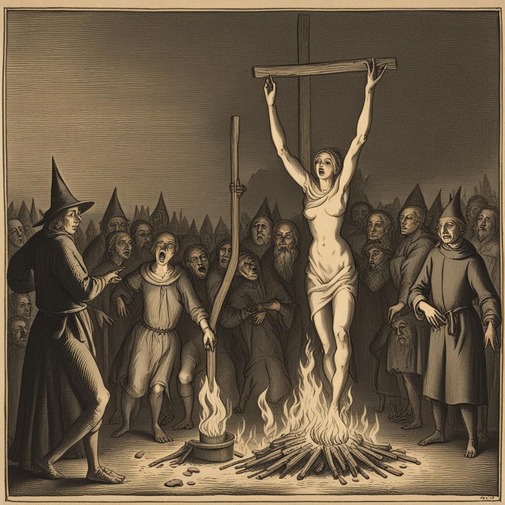 Witch Burning at the Stake Illustration