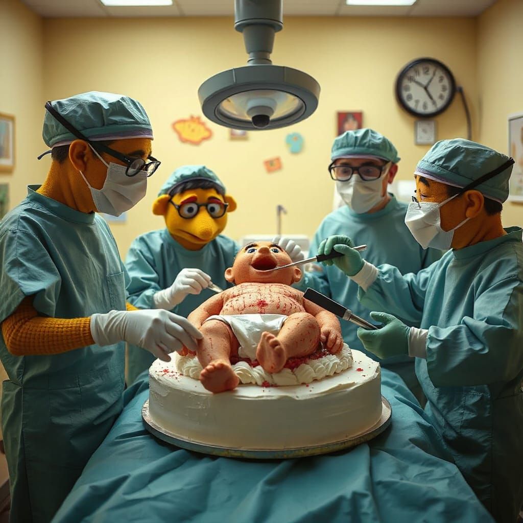 Muppets Perform Autopsy on Baby Cake, Fantasy Art