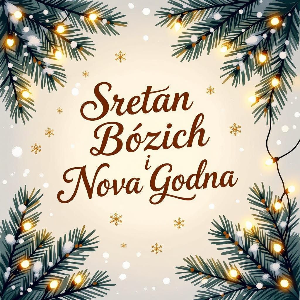 Elegant Golden Calligraphy Wishes Joyful Holiday Oil Paintin...