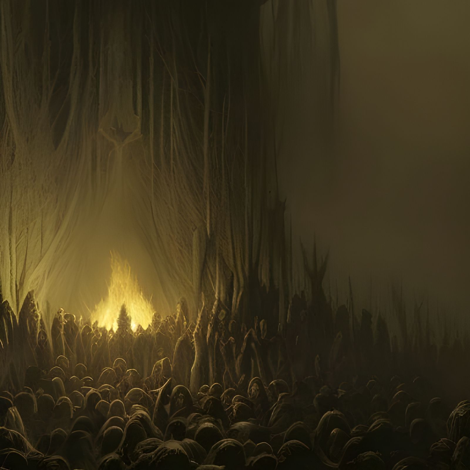 Terrifying Witch Burning in Salem in Horror Etching Style