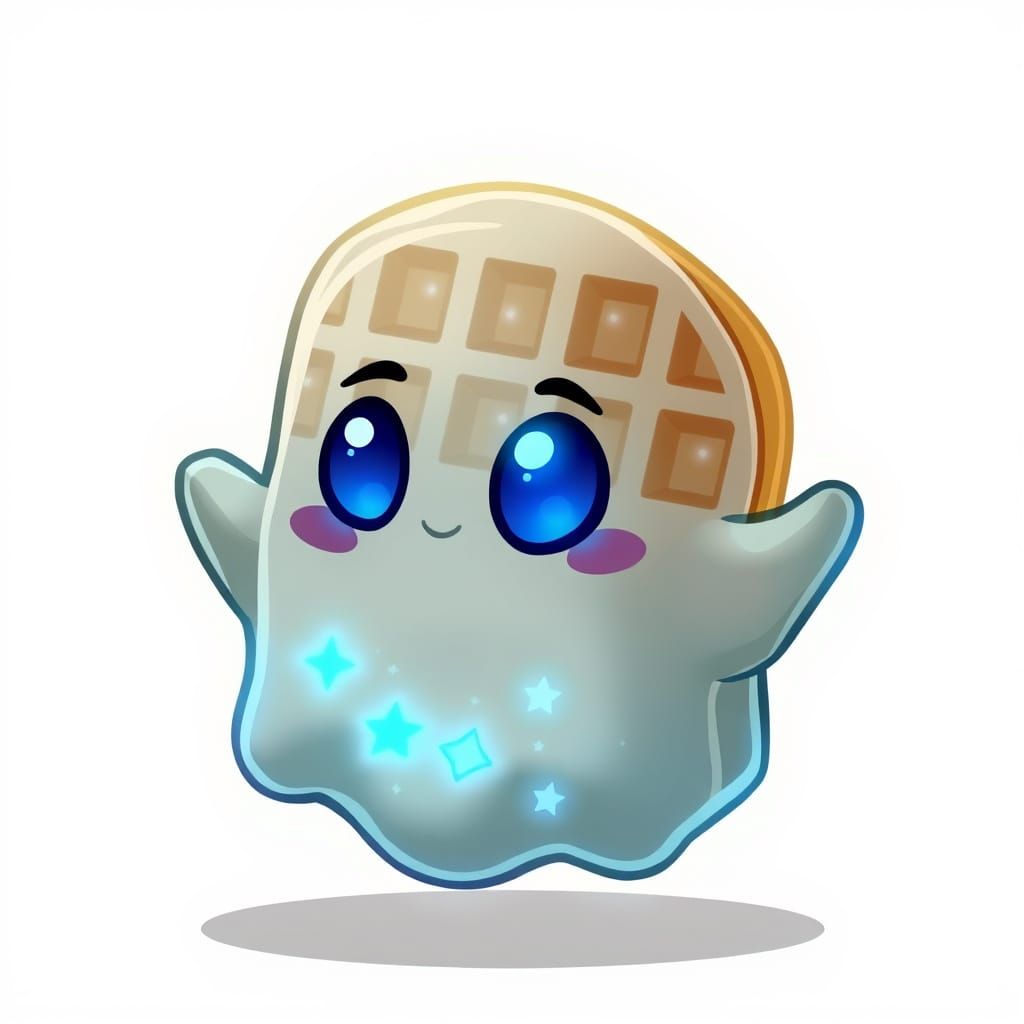 Whimsical Waffle Spirit in Ethereal Glow
