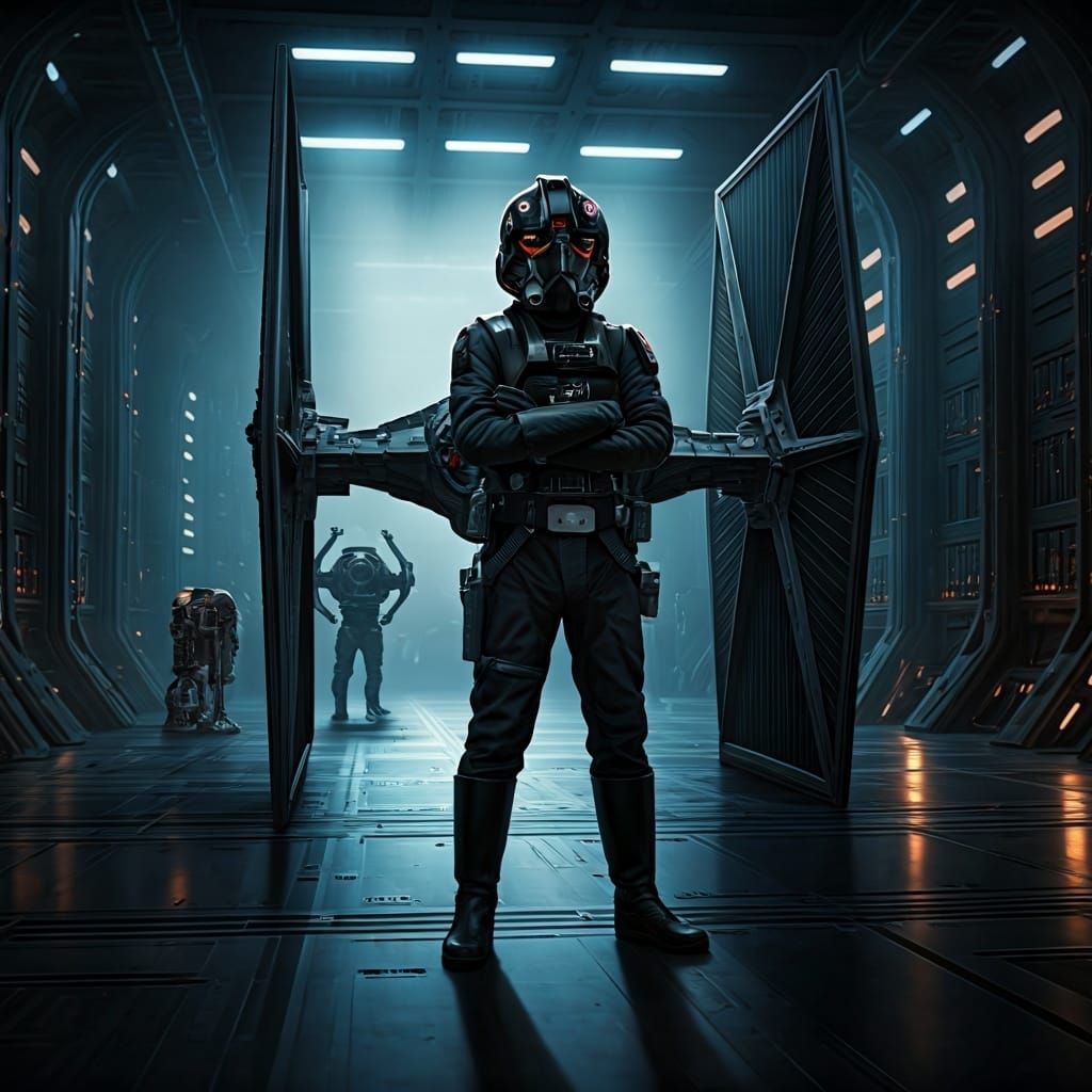 TIE Fighter Pilot in Star Destroyer Hangar