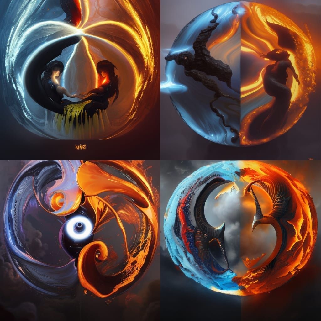 Yin and Yang: Water and Lava Dark Fantasy