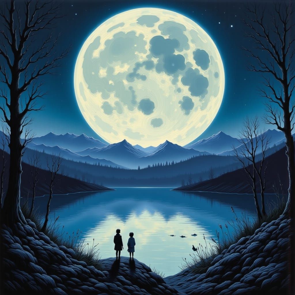 Moonlit Lake: A Nighttime Reflection