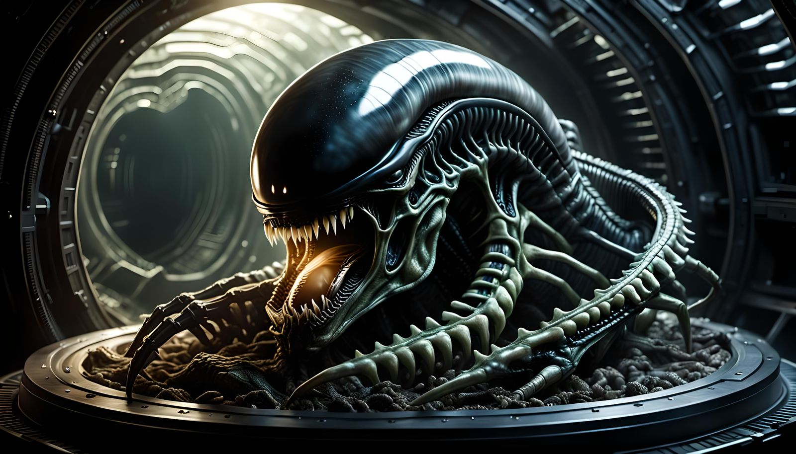 Xenomorph Emerges: A Biomechanical Sci-Fi Horror