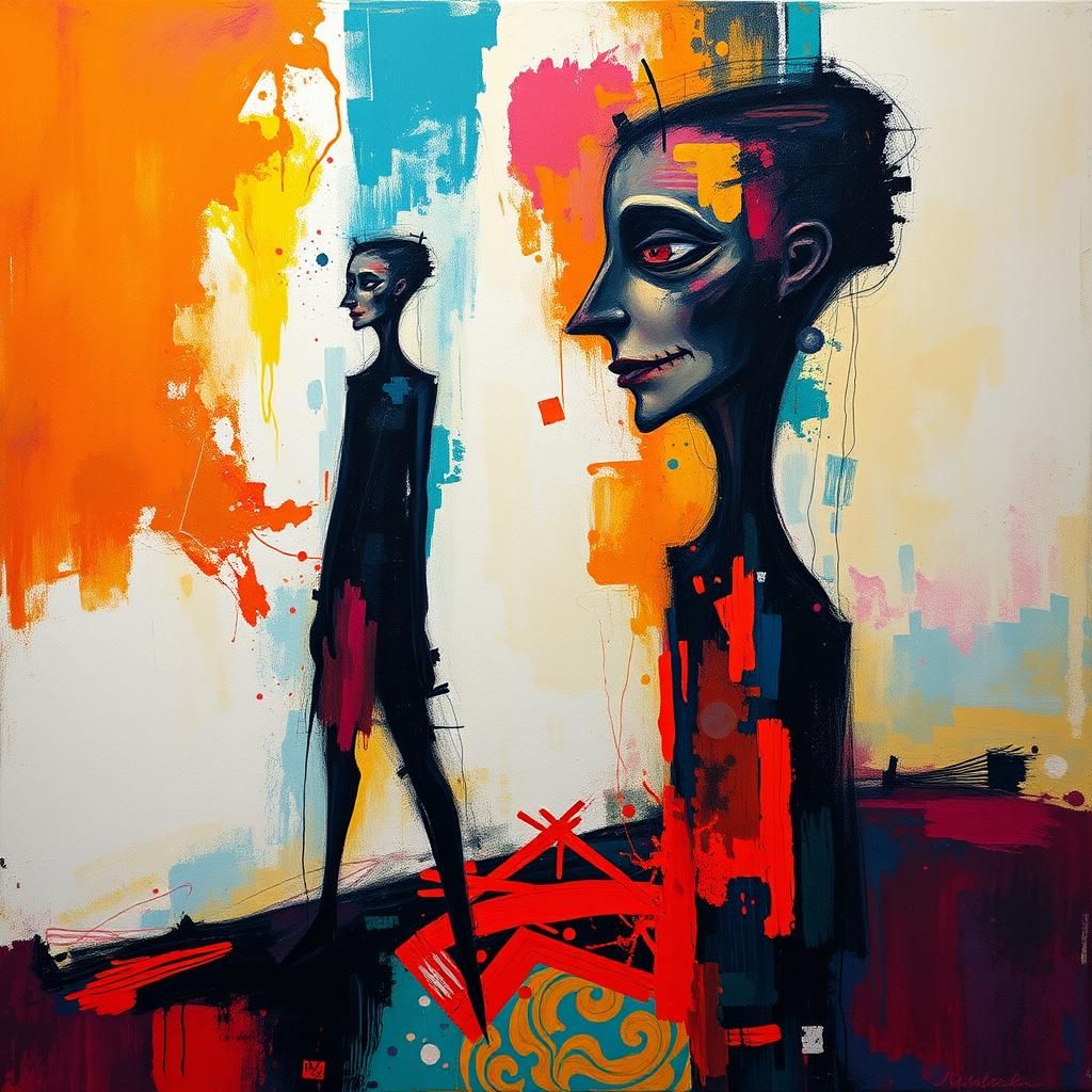 Abstract Oil Painting in Rothko, Schiele, and Bacon Style