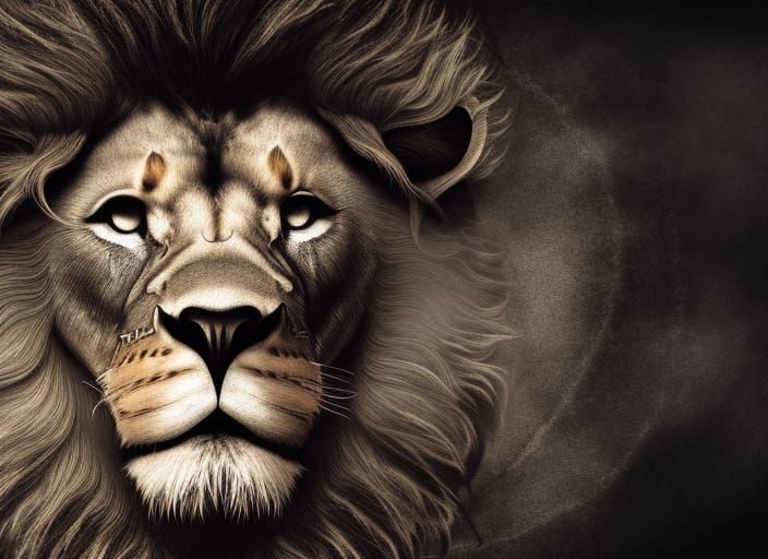 Ominous Lion Portrait in 3D Smoke