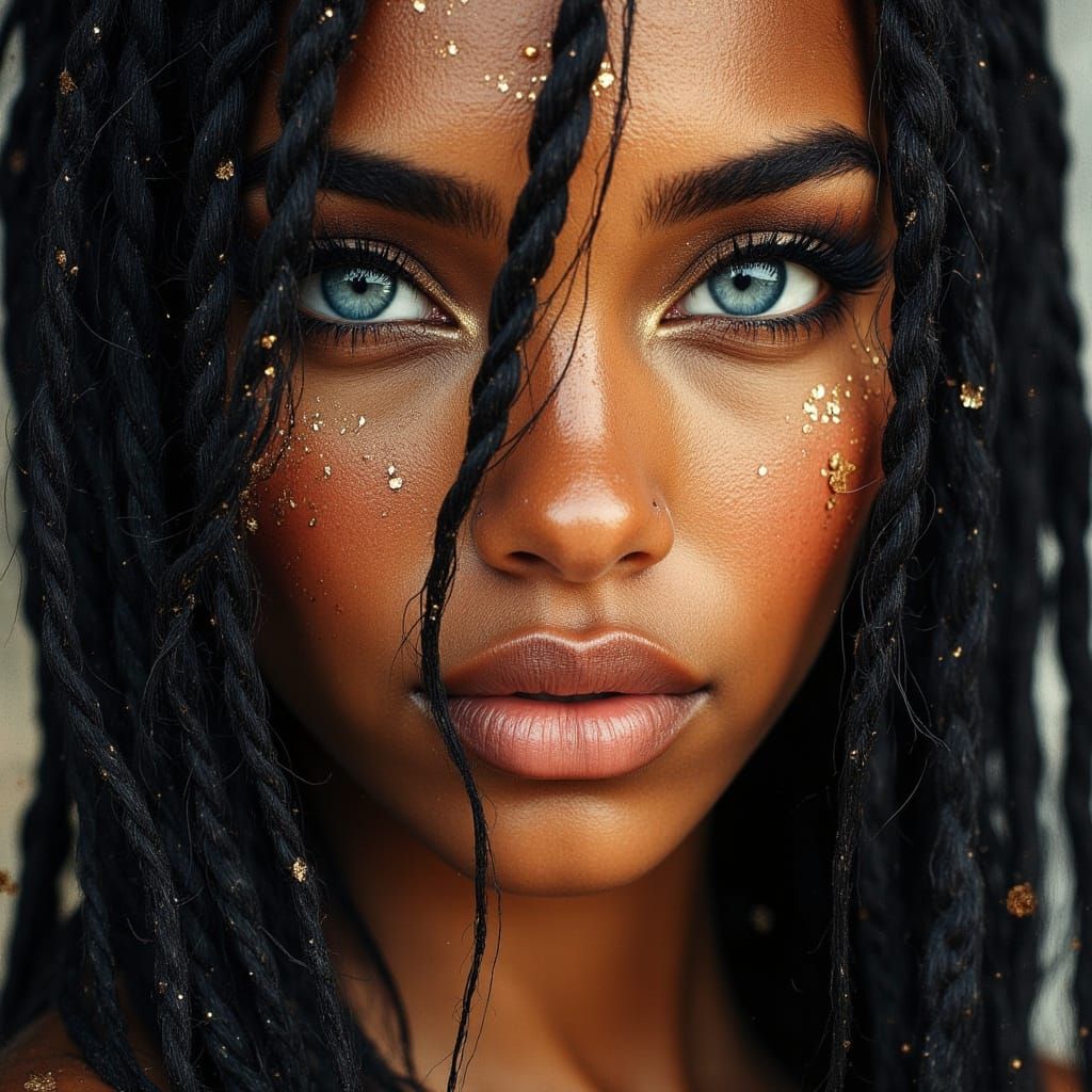 Beautiful Black Warrior Goddess Portrait in Studio Style