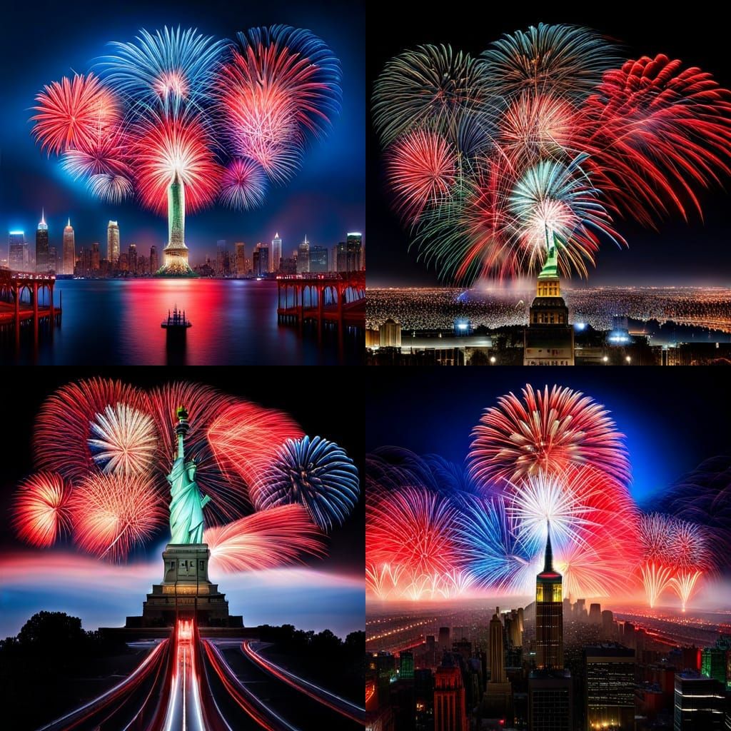 Fourth of July Fireworks Celebration: Ultra-Detailed Night S...