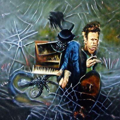 Tom Waits as Spiderwebs in Noir Oil Painting
