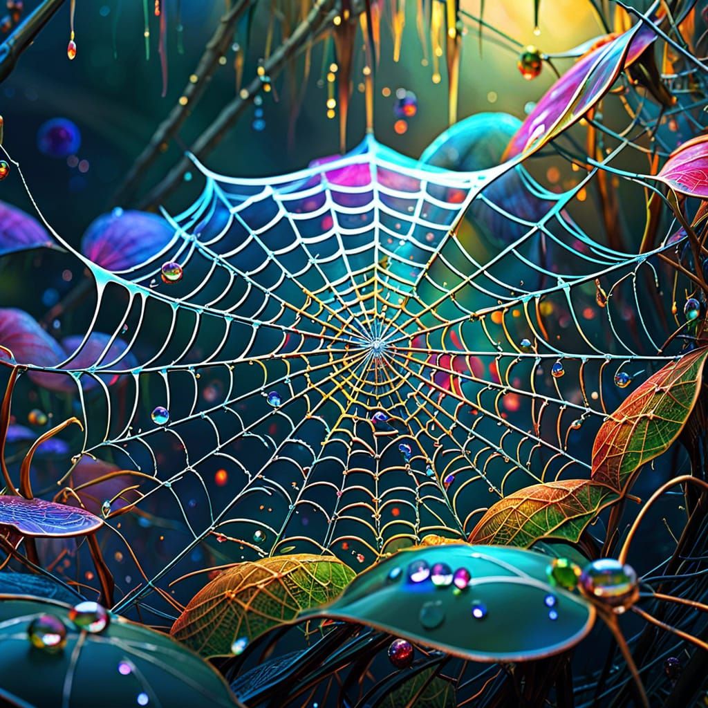 Crystalline Spiderweb: Breathtaking Fantasycore Artwork