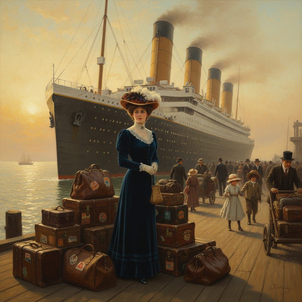 Nostalgic Photo of Woman Awaiting Titanic Boarding