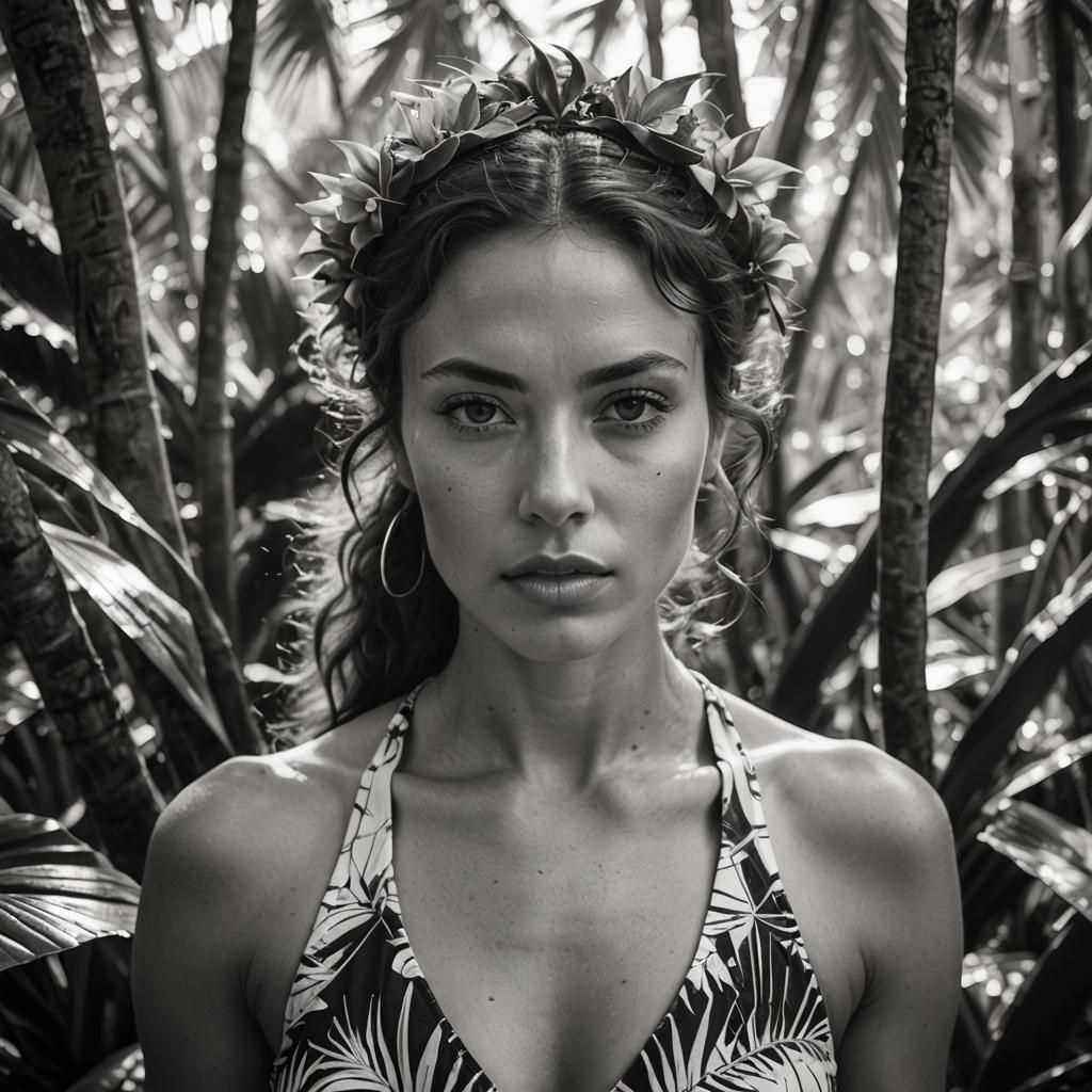 Beautiful Woman: Synthography Portrait in Tropical Setting