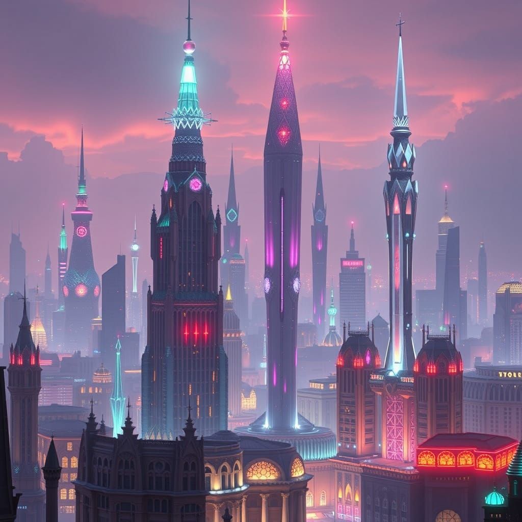 Diamond Cityscape in Futuristic Style