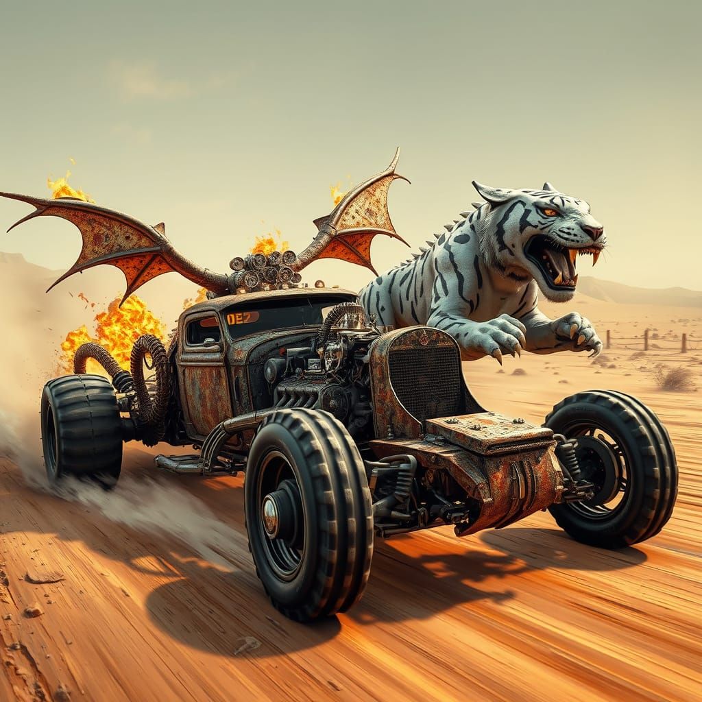 Rat Rods Race Across Barren Wasteland