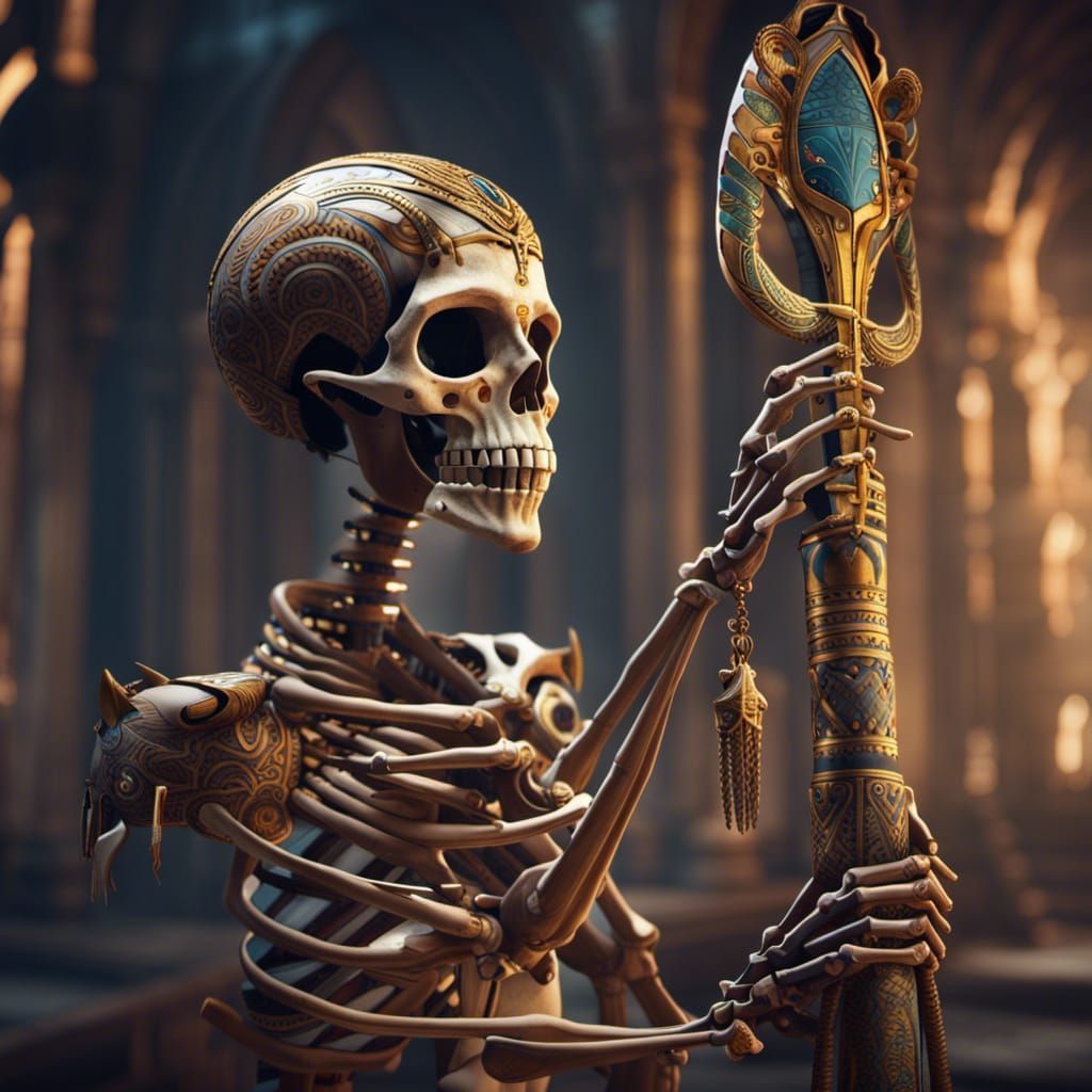 Skeleton Warrior with Khopesh: Detailed Matte Painting