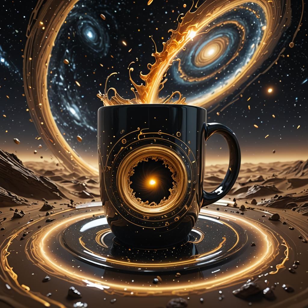 Galactic Black Hole Coffee: Sci-Fi Concept Art