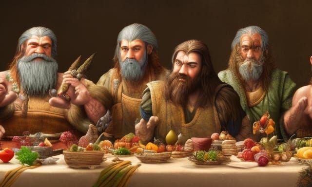 Realistic Dwarves at The last Supper