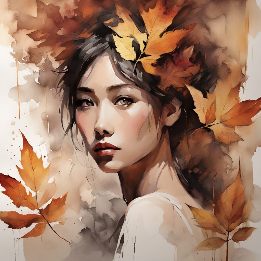 Melancholic Fantasy Portrait in Layered Parchment Style