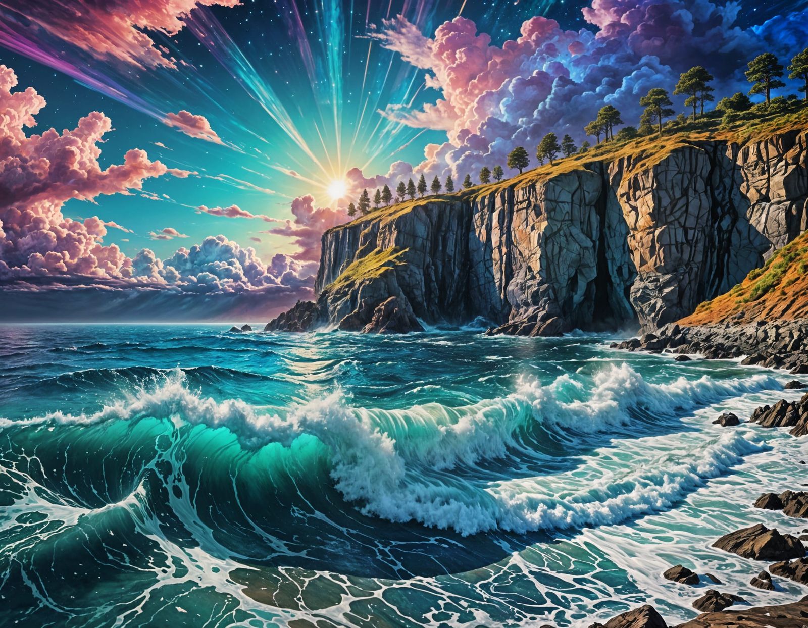 Surreal Cosmic Waters in Vibrant Colors