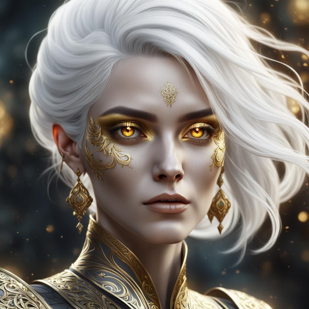 Pale Woman with White Hair, Fantasy Art