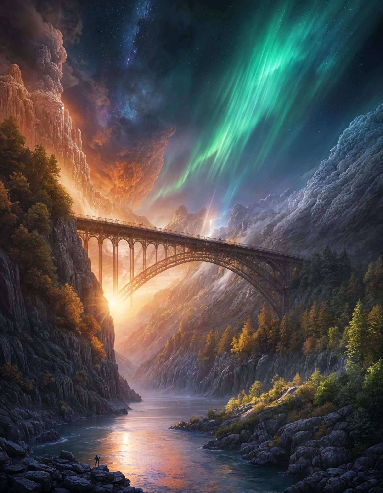 Surreal Bridge to Heaven in Epic Hyperrealistic Style