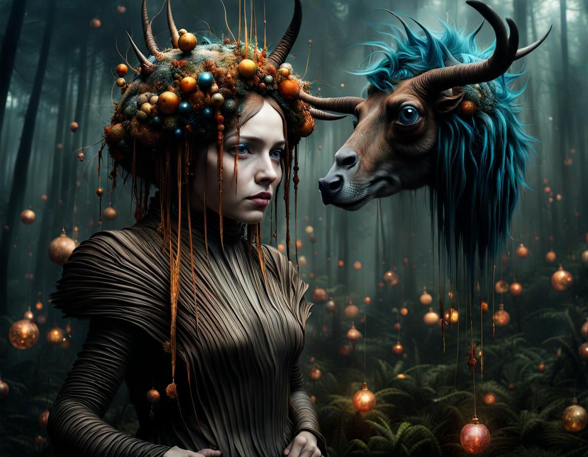 Magical Surrealism with Biological Elements and Ethereal Par...