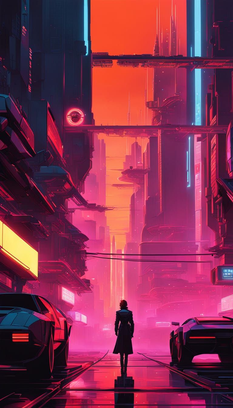 Glowing Cyberpunk Metropolis Unveils Futuristic Dystopian Wo...