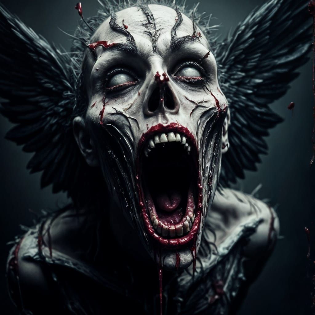 Bleeding Angel Weeping Over Broken Wings