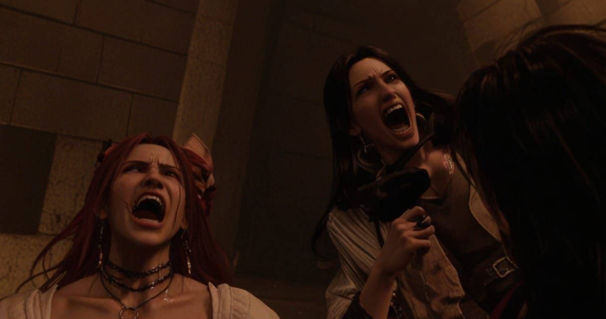 Vampire Tifa Lockhart and Aerith Snarl in Dark Fantasy