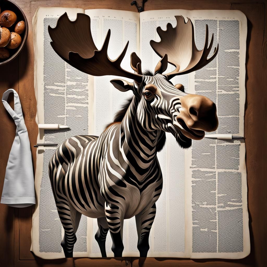 Moose-Zebra Hybrid in Impressionist Style