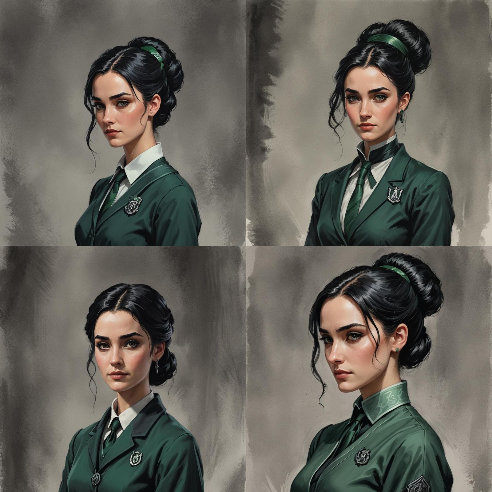 Elegant Slytherin Student in Hogwarts Dormitory