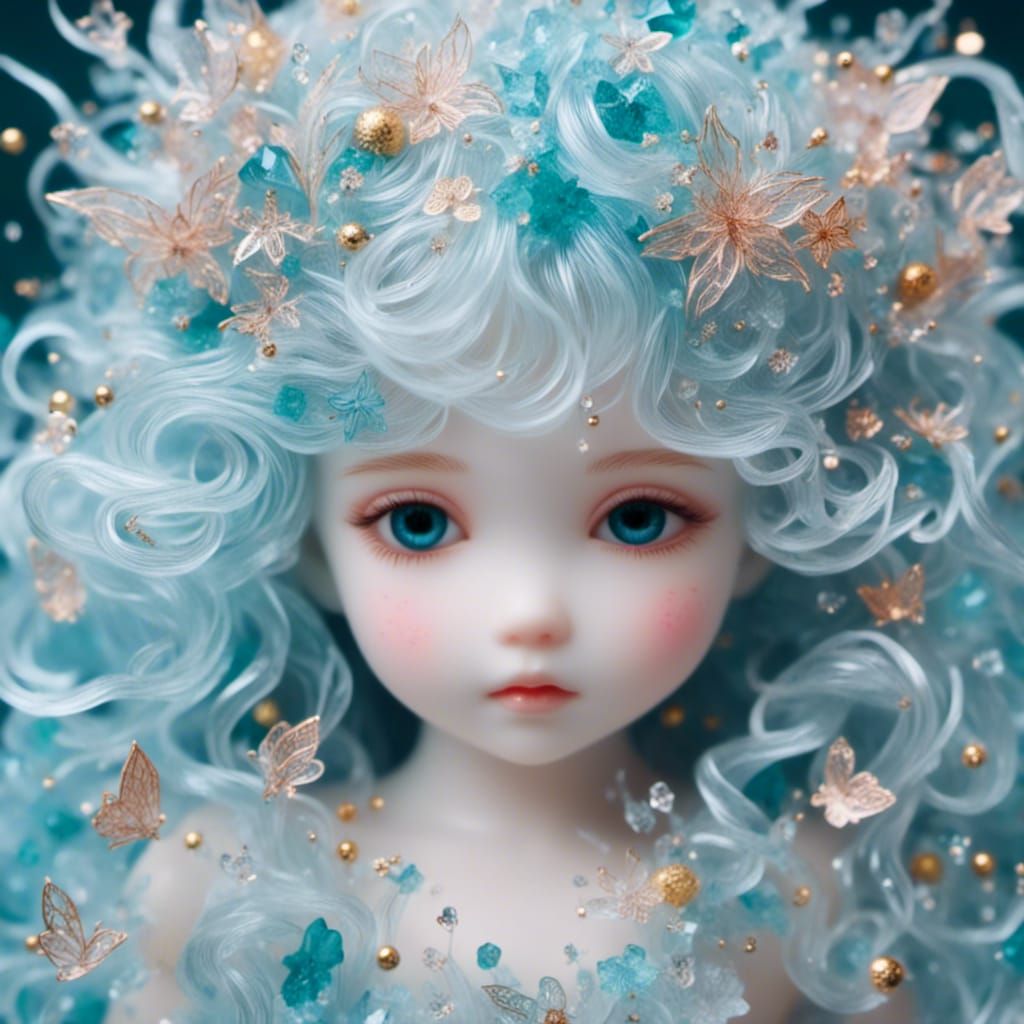 Girl with Umbrella in Spring Cherry Blossoms