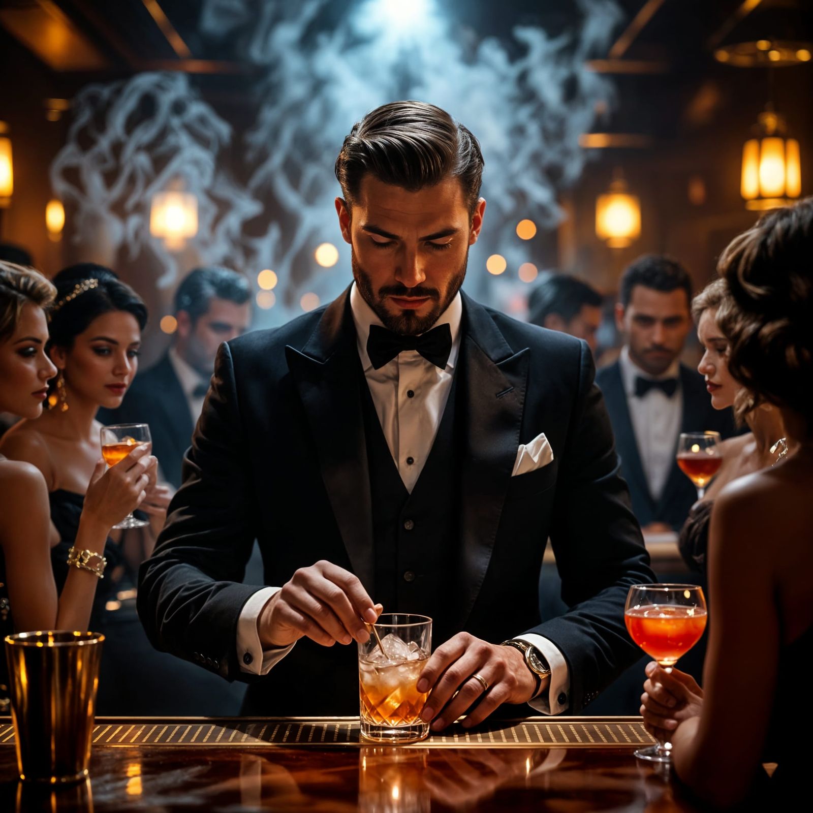 Speakeasy Bartender in an Art Deco Style